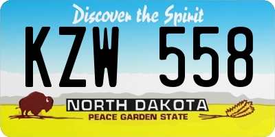 ND license plate KZW558