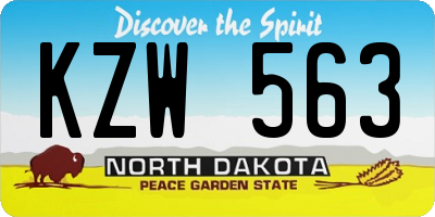 ND license plate KZW563