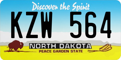 ND license plate KZW564