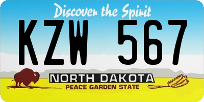 ND license plate KZW567