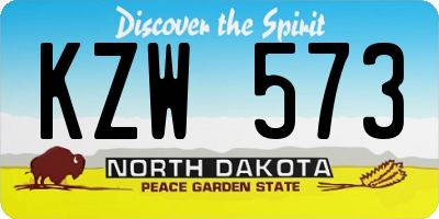 ND license plate KZW573