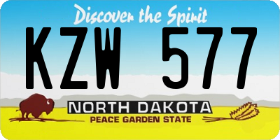 ND license plate KZW577