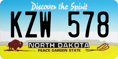 ND license plate KZW578