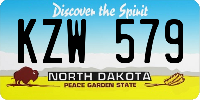 ND license plate KZW579