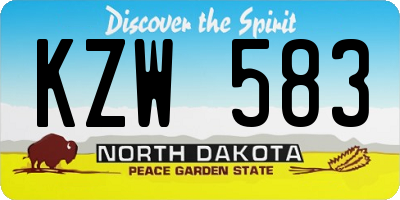 ND license plate KZW583