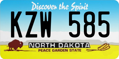 ND license plate KZW585