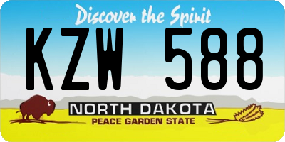 ND license plate KZW588