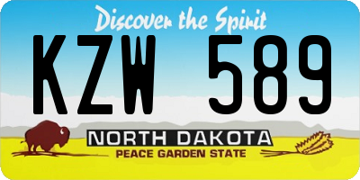 ND license plate KZW589