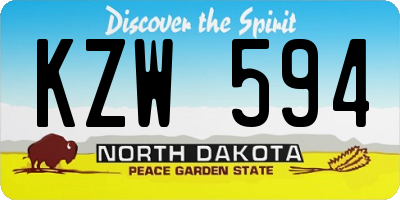 ND license plate KZW594