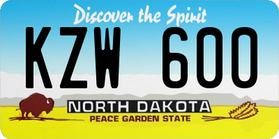 ND license plate KZW600