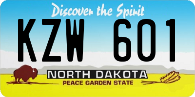 ND license plate KZW601