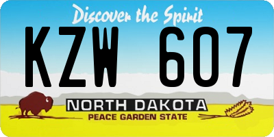 ND license plate KZW607