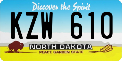 ND license plate KZW610