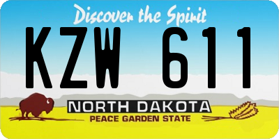 ND license plate KZW611