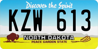 ND license plate KZW613