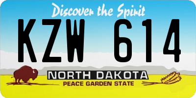 ND license plate KZW614