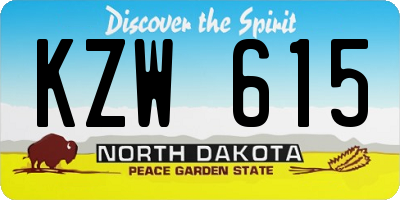 ND license plate KZW615