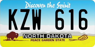 ND license plate KZW616