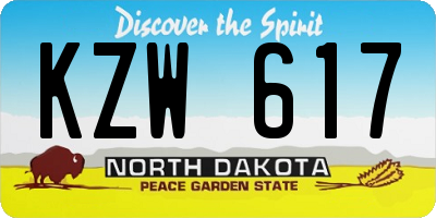 ND license plate KZW617