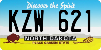 ND license plate KZW621