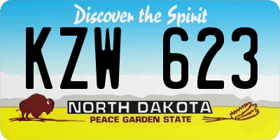 ND license plate KZW623