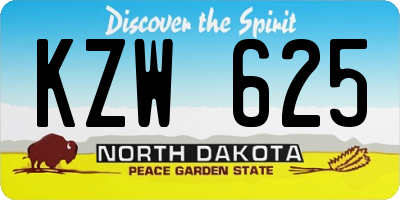 ND license plate KZW625