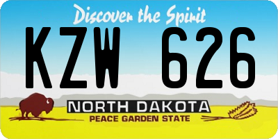 ND license plate KZW626