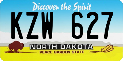 ND license plate KZW627