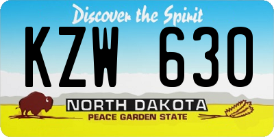 ND license plate KZW630