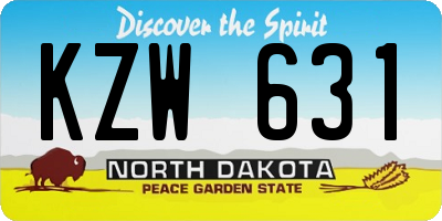 ND license plate KZW631