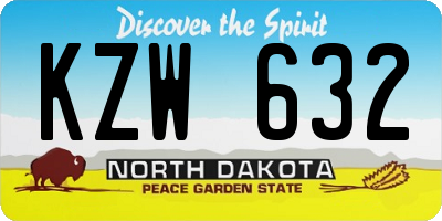 ND license plate KZW632