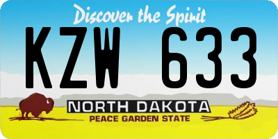 ND license plate KZW633