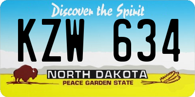 ND license plate KZW634