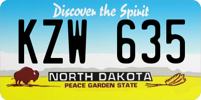 ND license plate KZW635