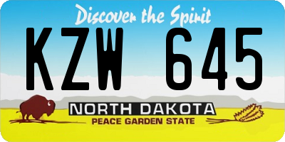 ND license plate KZW645