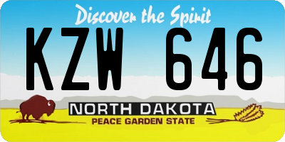 ND license plate KZW646