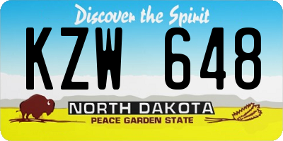 ND license plate KZW648