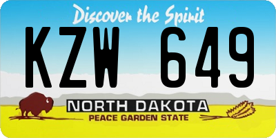 ND license plate KZW649