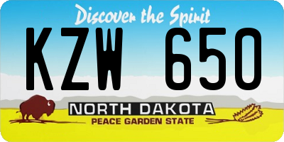 ND license plate KZW650