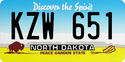 ND license plate KZW651