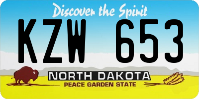 ND license plate KZW653
