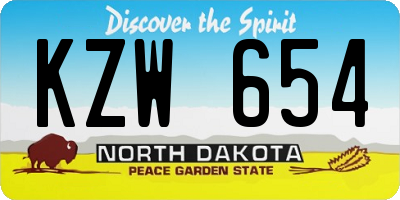 ND license plate KZW654