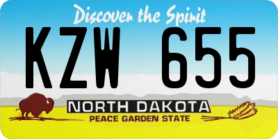 ND license plate KZW655