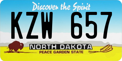 ND license plate KZW657