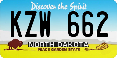 ND license plate KZW662