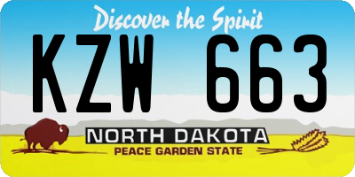 ND license plate KZW663