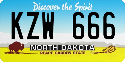 ND license plate KZW666