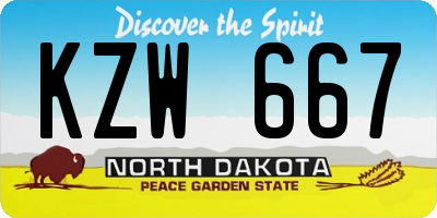 ND license plate KZW667