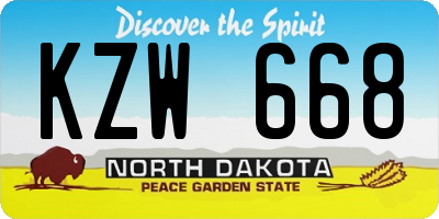 ND license plate KZW668