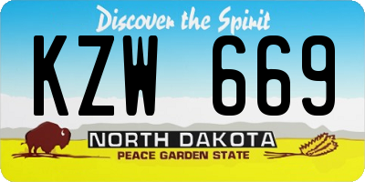 ND license plate KZW669